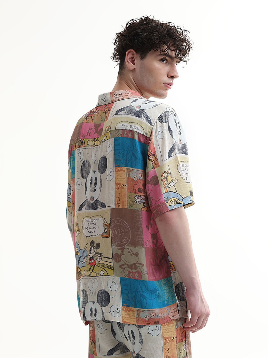 Mickey Beige Printed Unisex Co-Ord Set Shirt