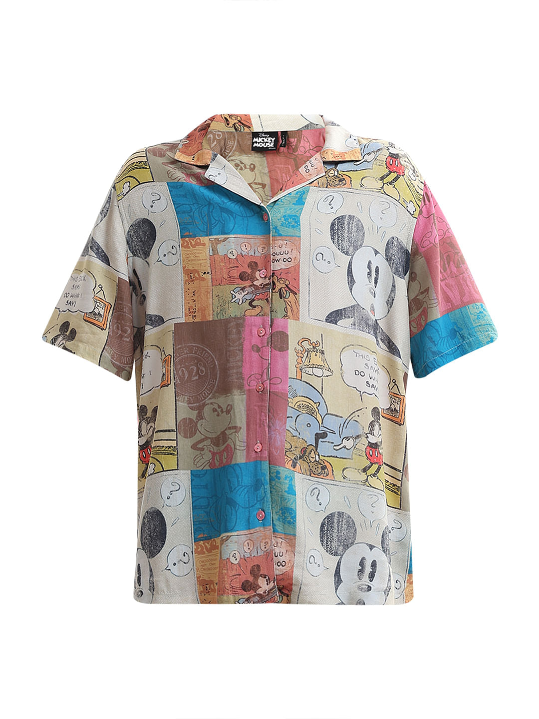 Mickey Beige Printed Unisex Co-Ord Set Shirt