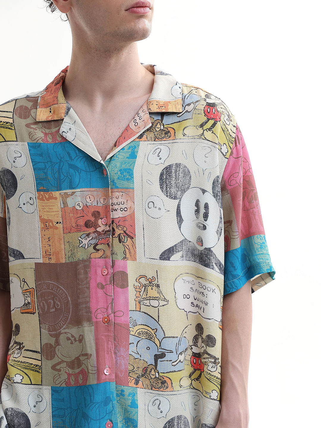 Mickey Beige Printed Unisex Co-Ord Set Shirt