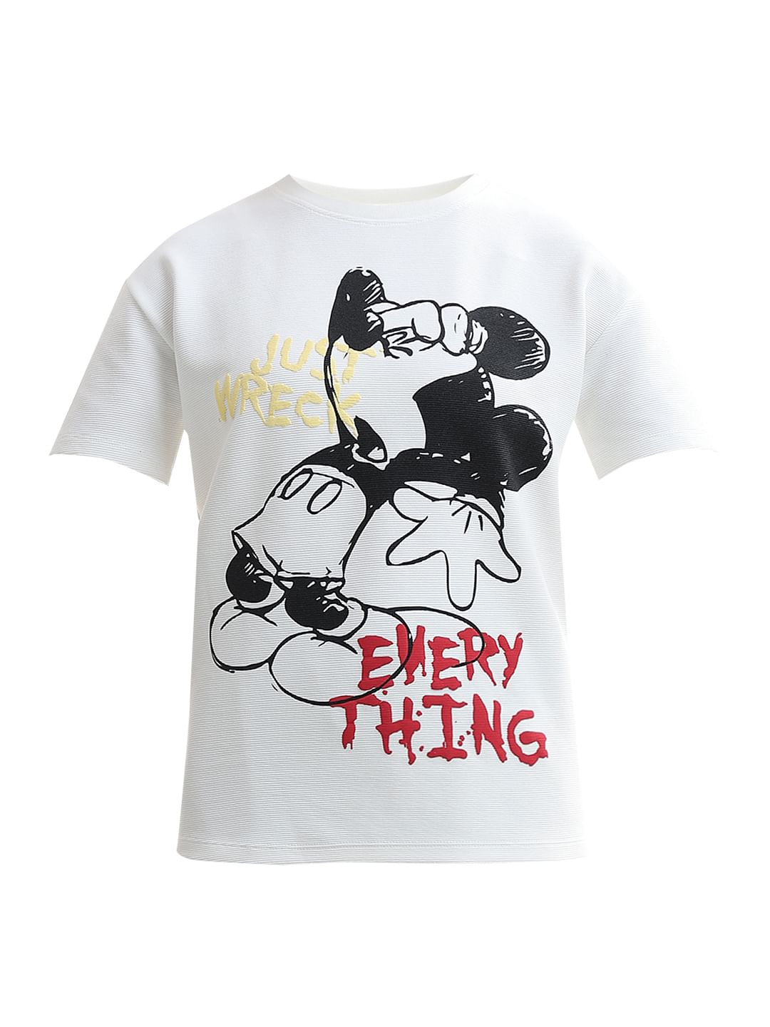 Mickey White Textured T-Shirt