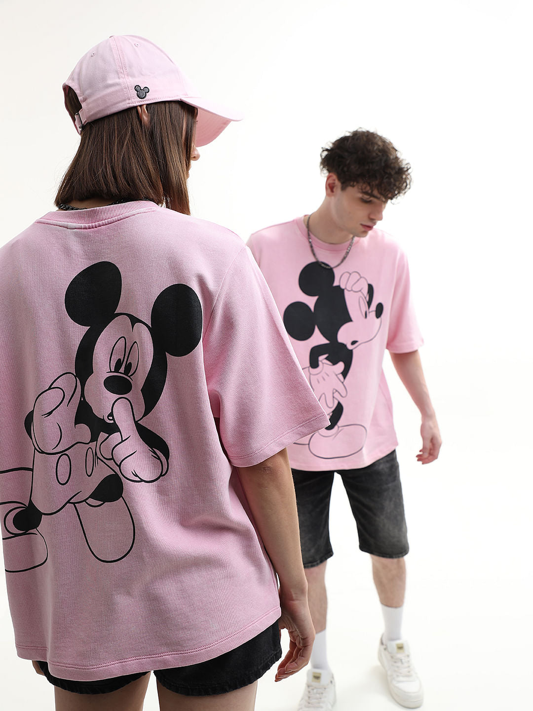 Mickey Pink Printed Unisex Oversized T-Shirt