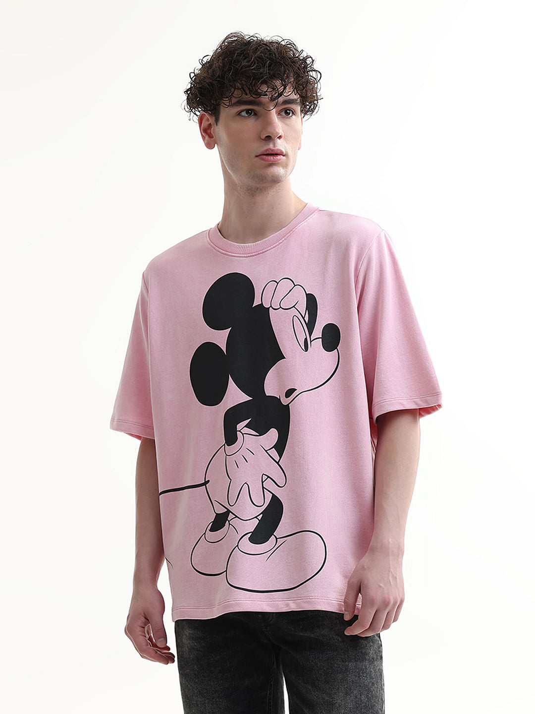 Mickey Pink Printed Unisex Oversized T-Shirt