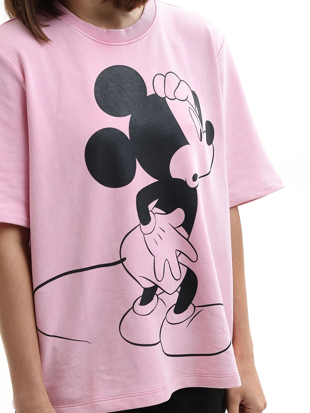 Mickey Pink Printed Unisex Oversized T-Shirt