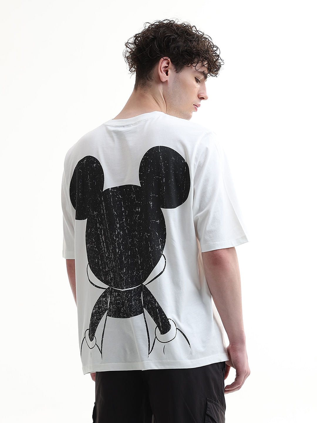 Mickey White Printed Unisex Oversized T-Shirt