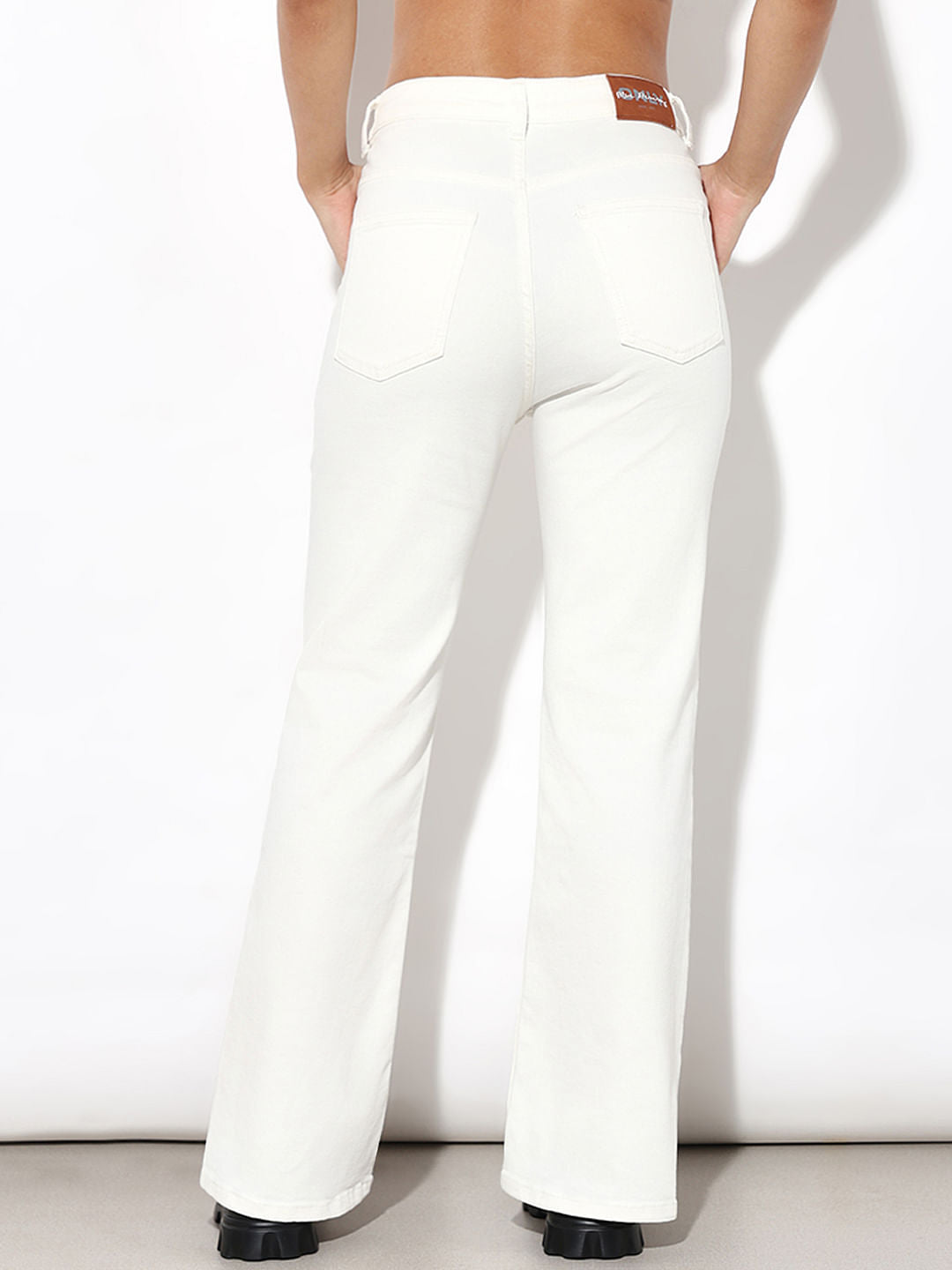 Ecru High Rise Flared Jeans