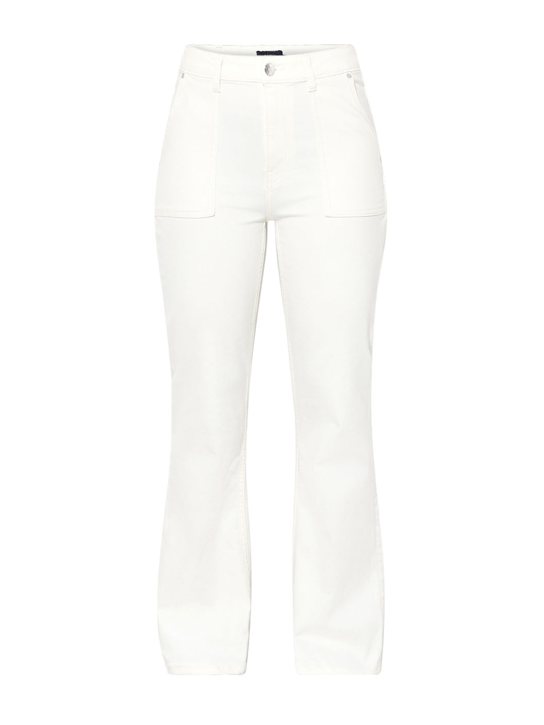 Ecru High Rise Flared Jeans