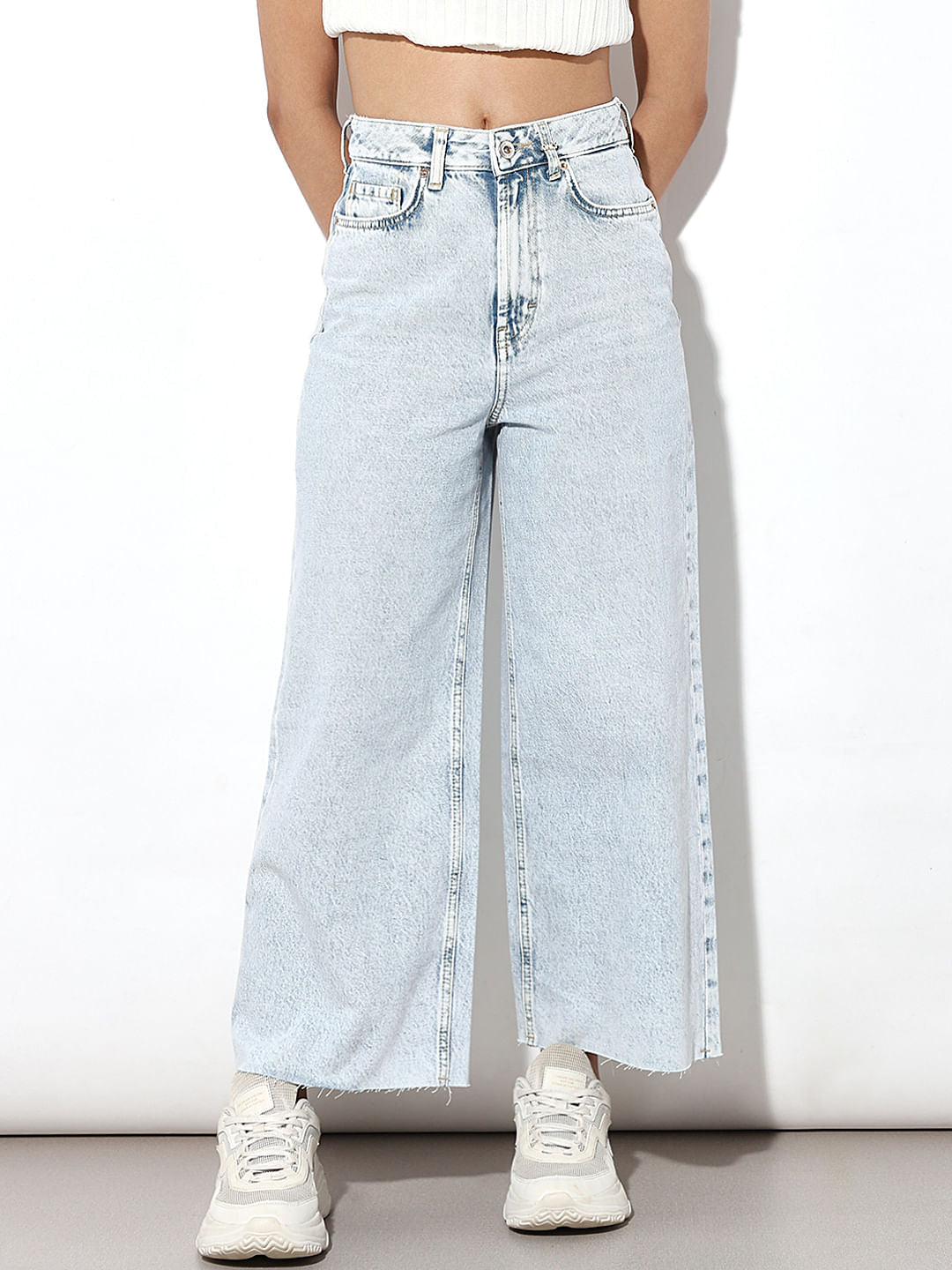 Light Blue High Rise Wide Leg Jeans