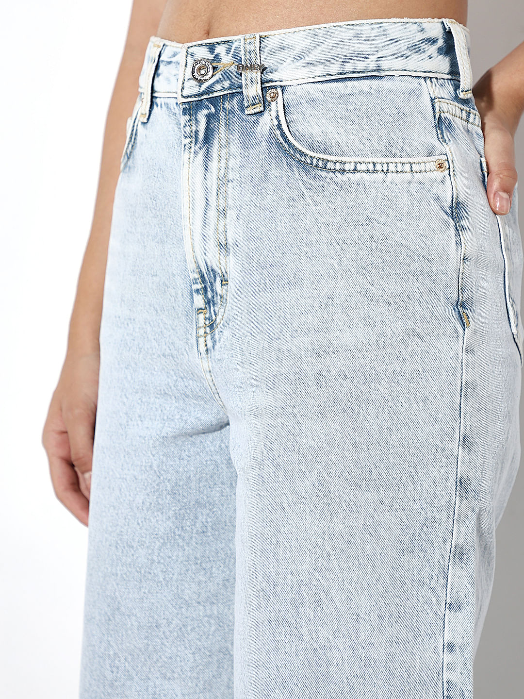 Light Blue High Rise Wide Leg Jeans