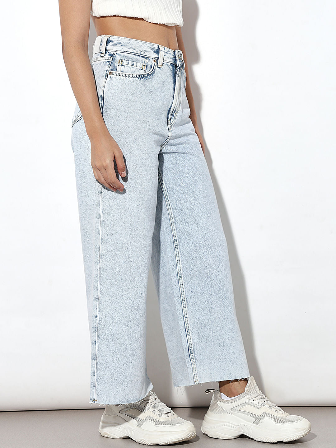 Light Blue High Rise Wide Leg Jeans