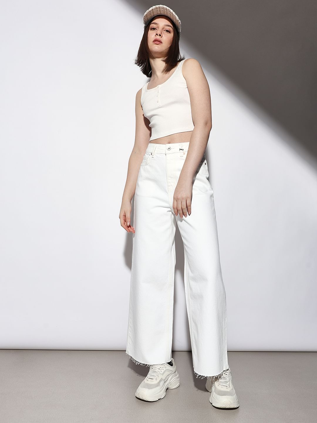 White Wide Leg Jeans With Top White Straight Leg Jeans Women White Wide Leg  Jeans High Waist