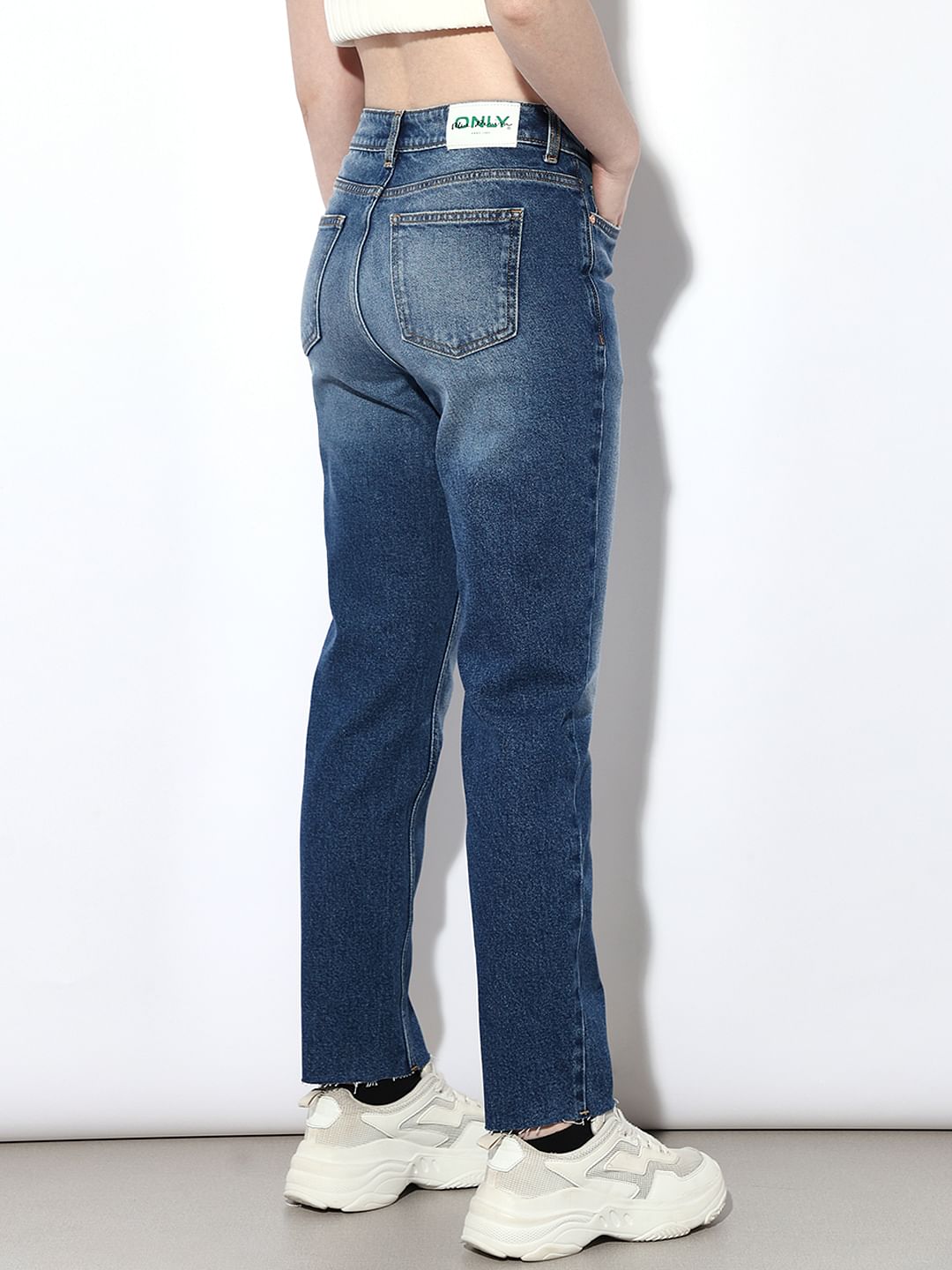 Light Blue Distressed Emily Straight Fit Jeans