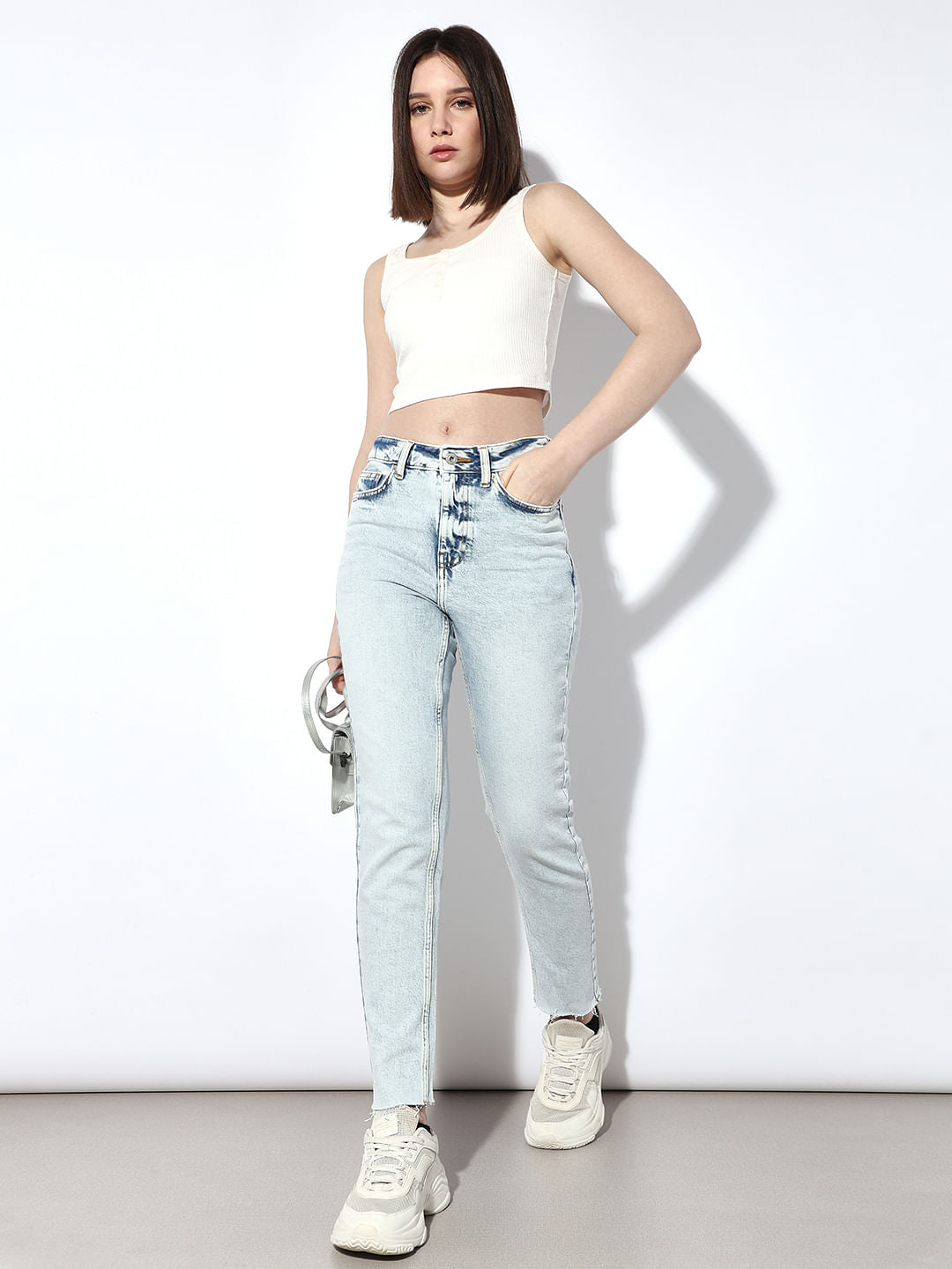 Light Blue High Rise Erin Straight Fit Jeans