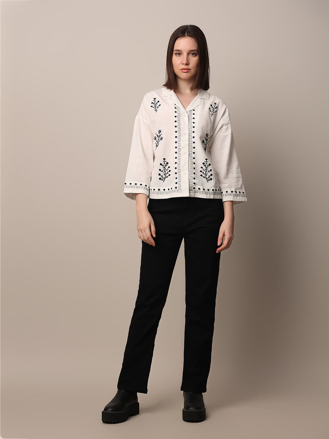 White Embroidered Shirt