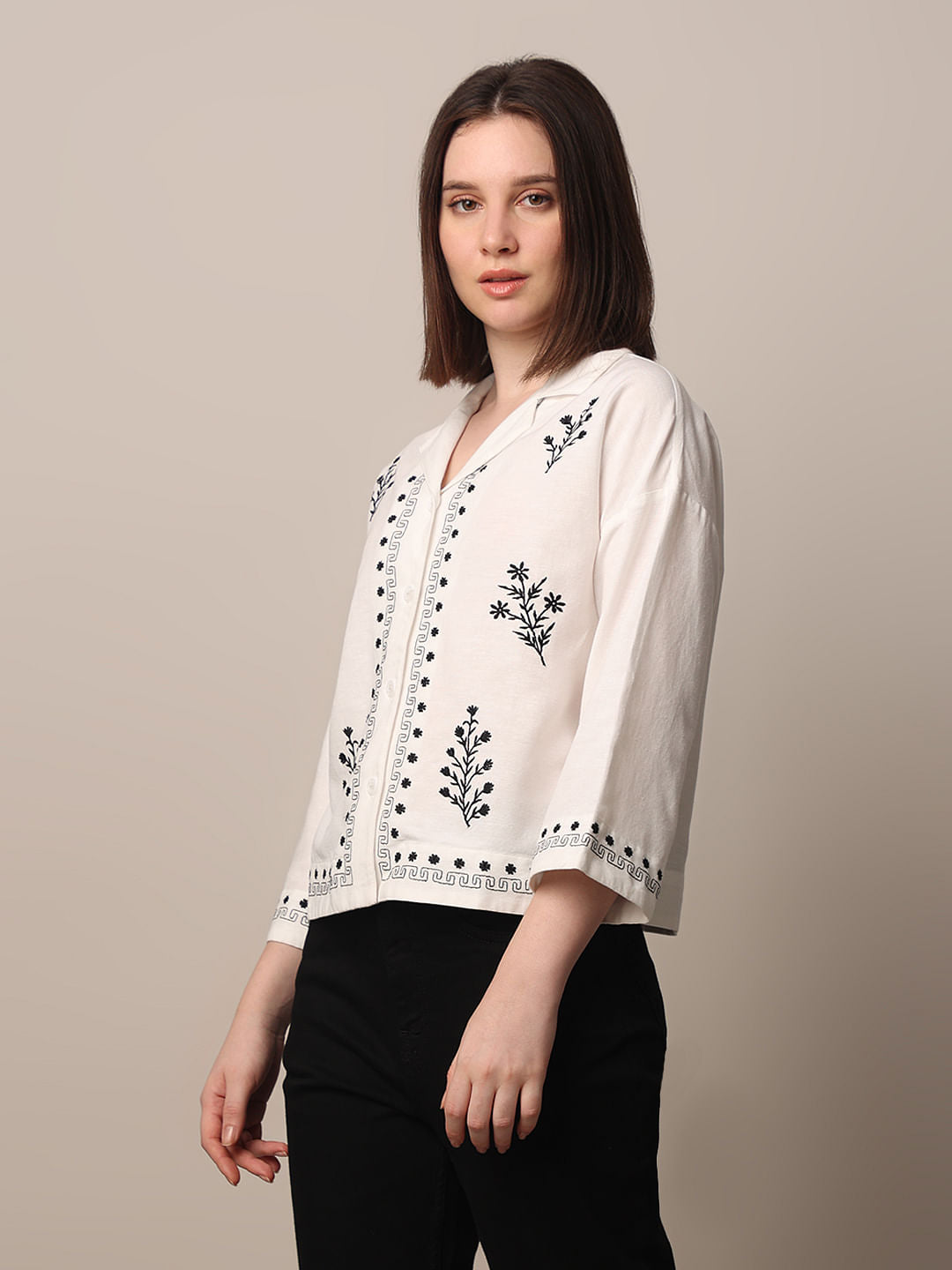 White Embroidered Shirt