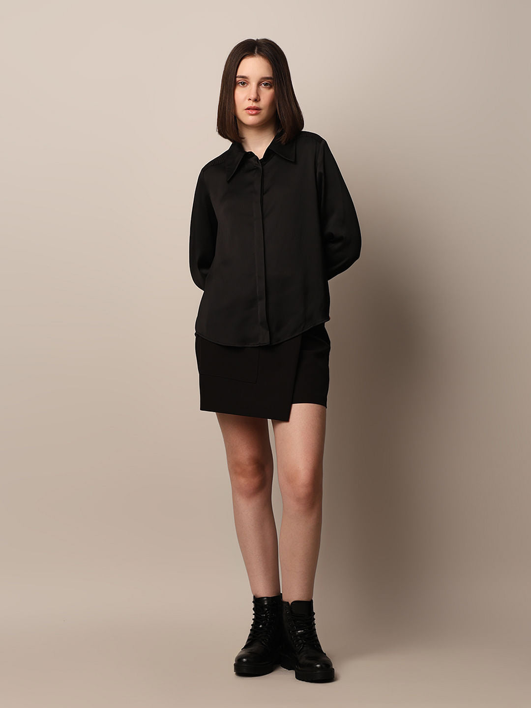 Black Textured Weave Shirt