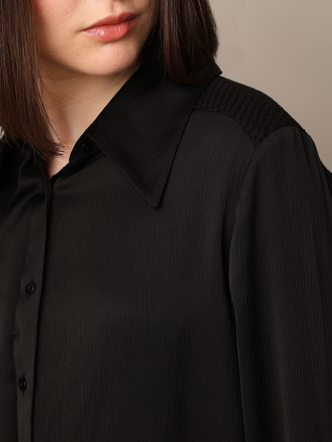 Black Textured Weave Shirt