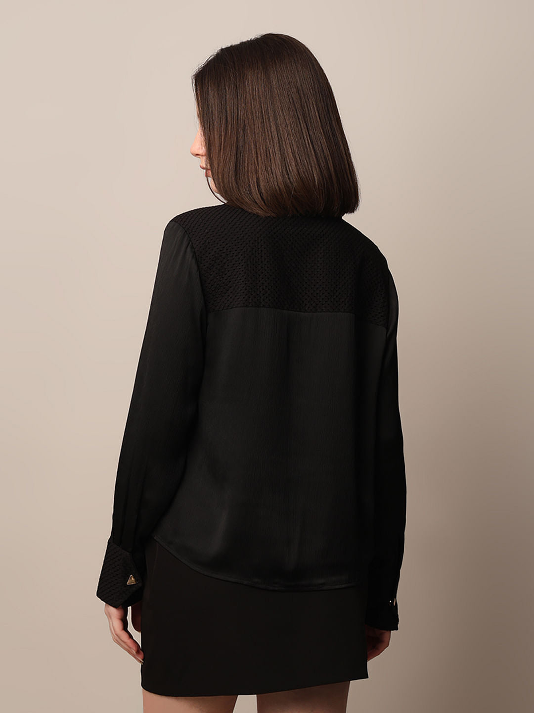 Black Textured Weave Shirt