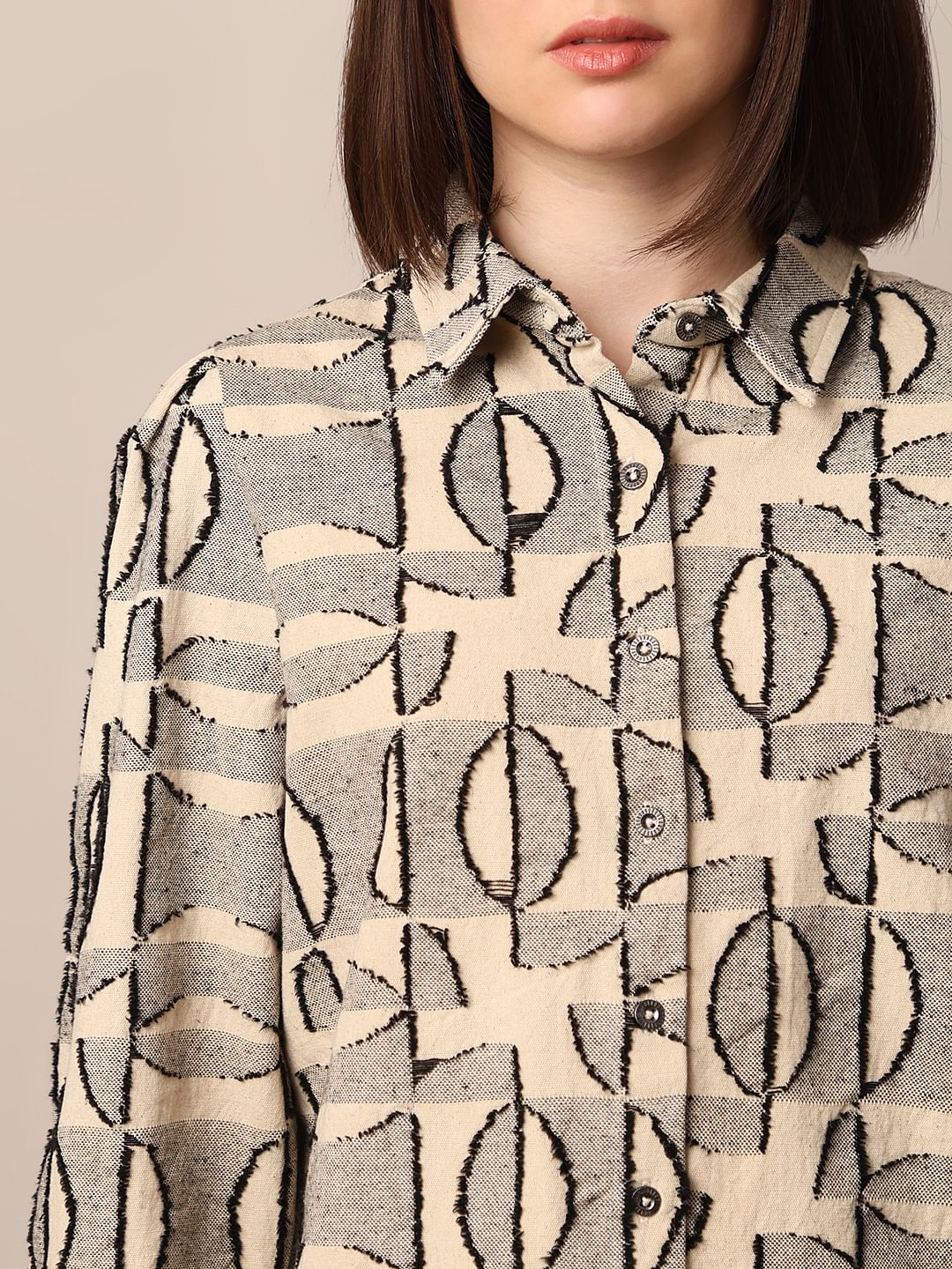 Beige Jacquard Printed Shirt