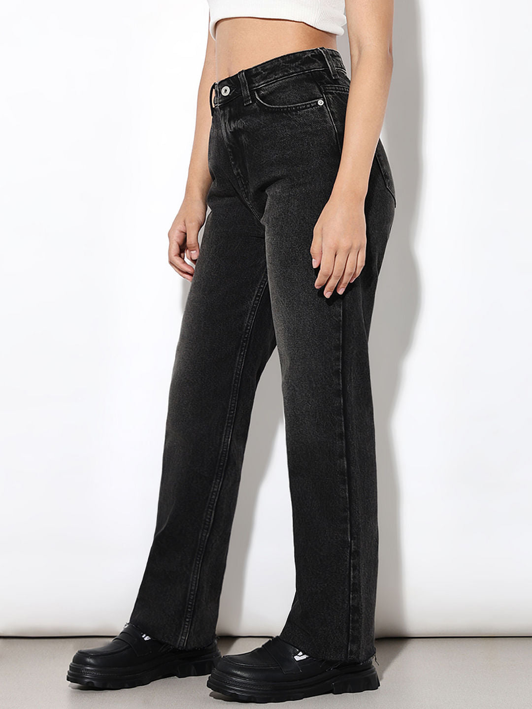Black High Rise Emily Straight Fit Jeans
