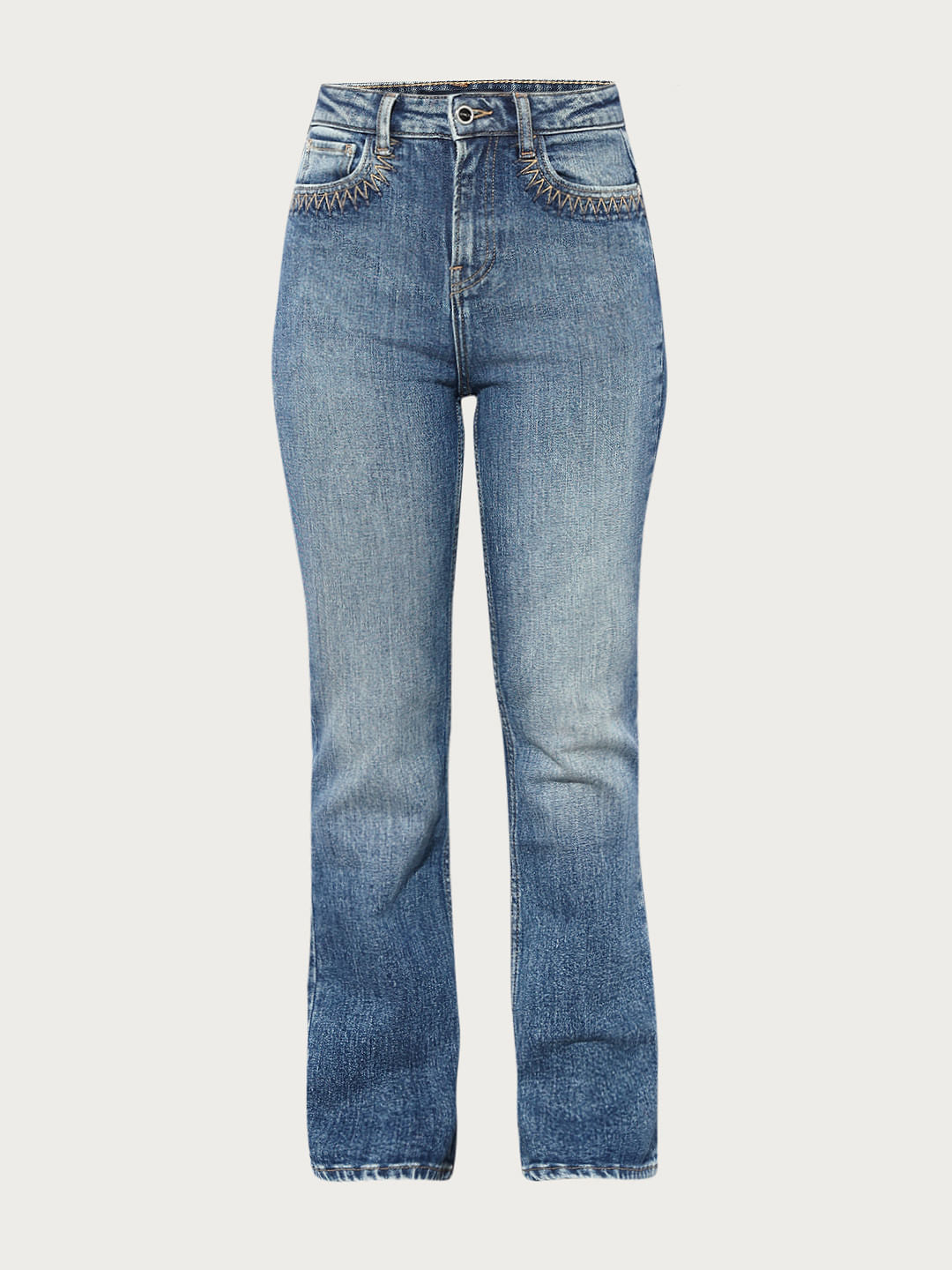 Blue High Rise Flared Jeans
