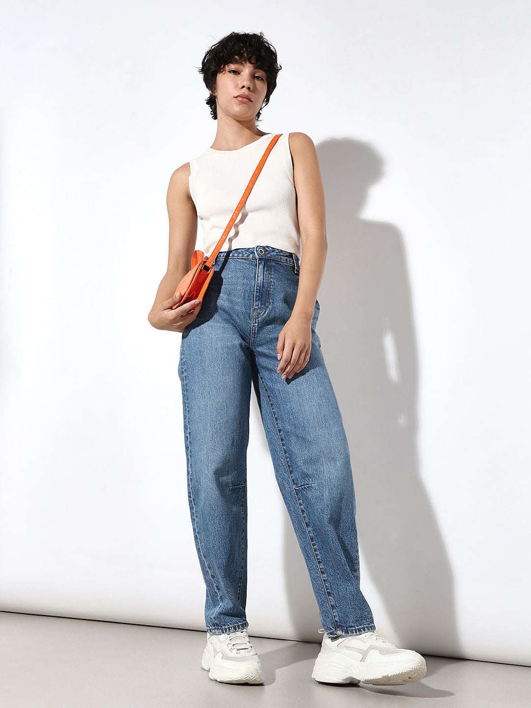 Blue High Rise Baggy Jeans