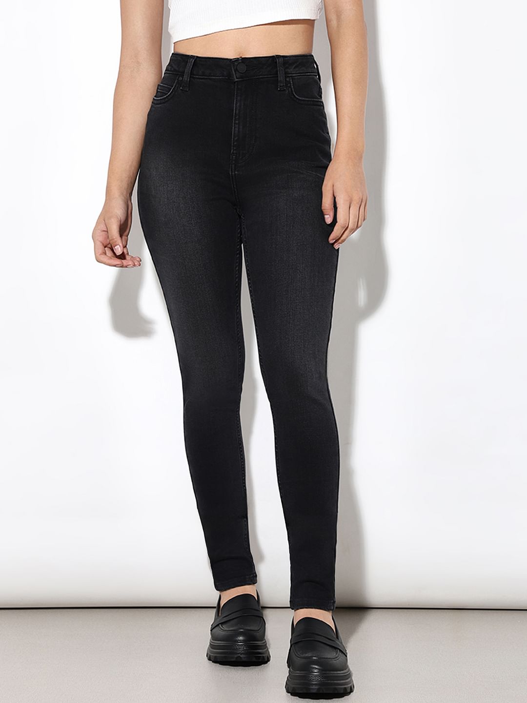 Black High Rise Piper Skinny Jeans