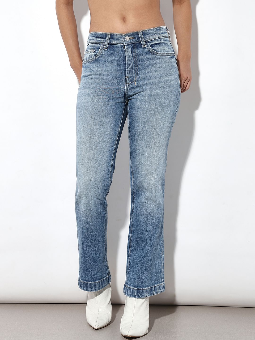 Blue High Rise Flared Jeans