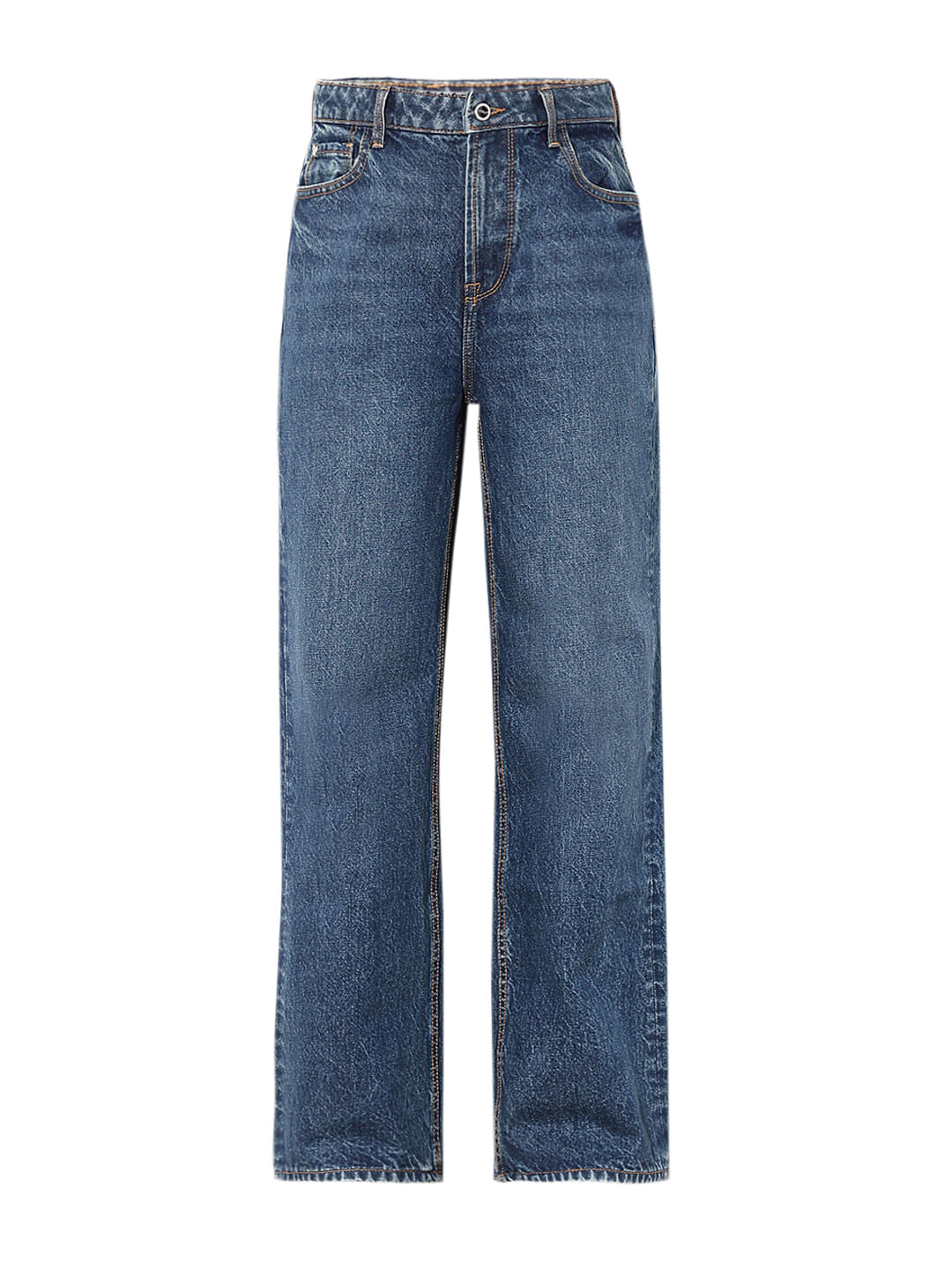 Blue High Rise Wide Leg Jeans