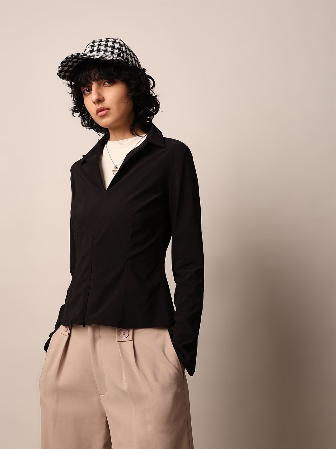 Black Zip Detail Shirt