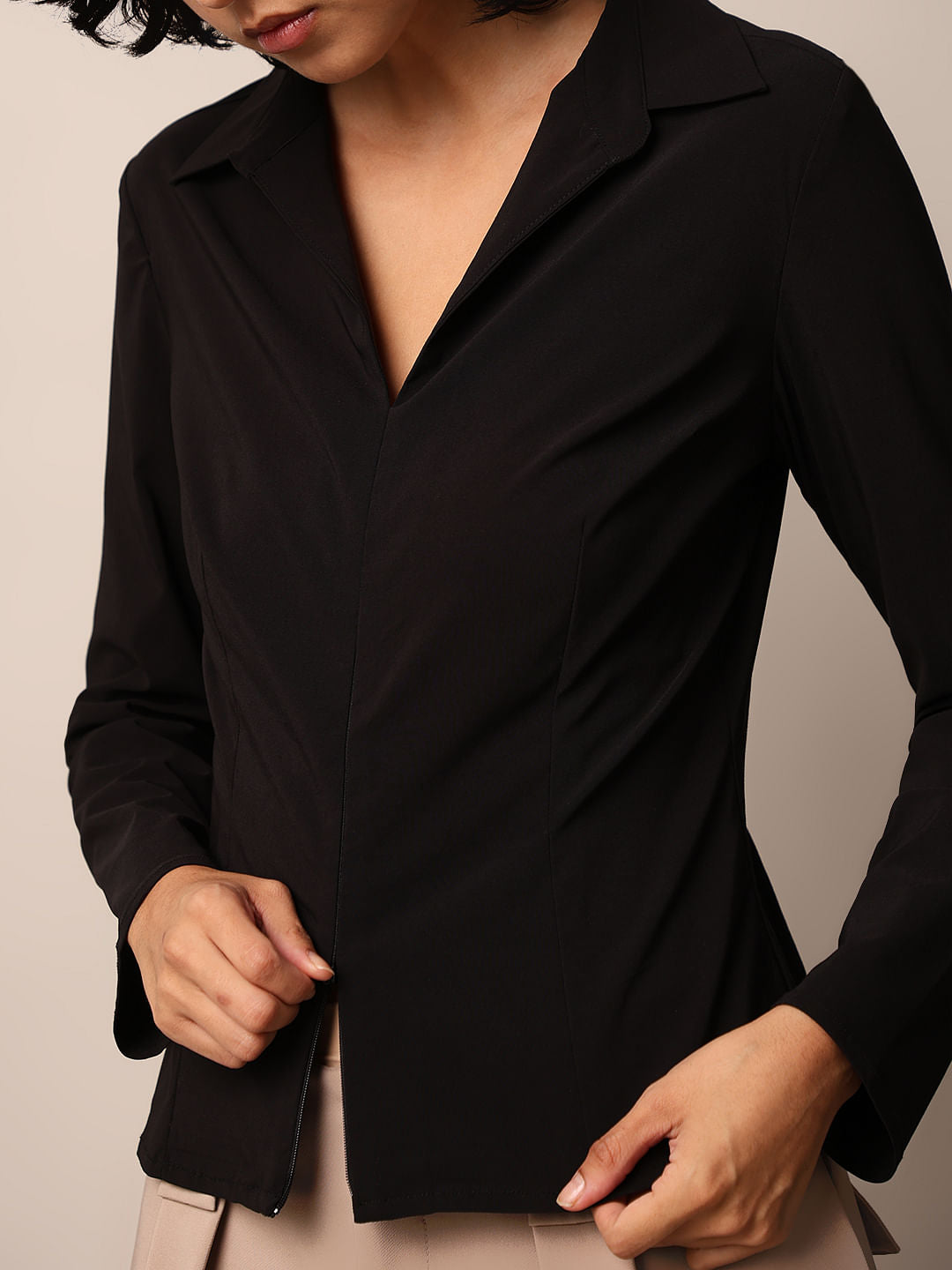 Black Zip Detail Shirt