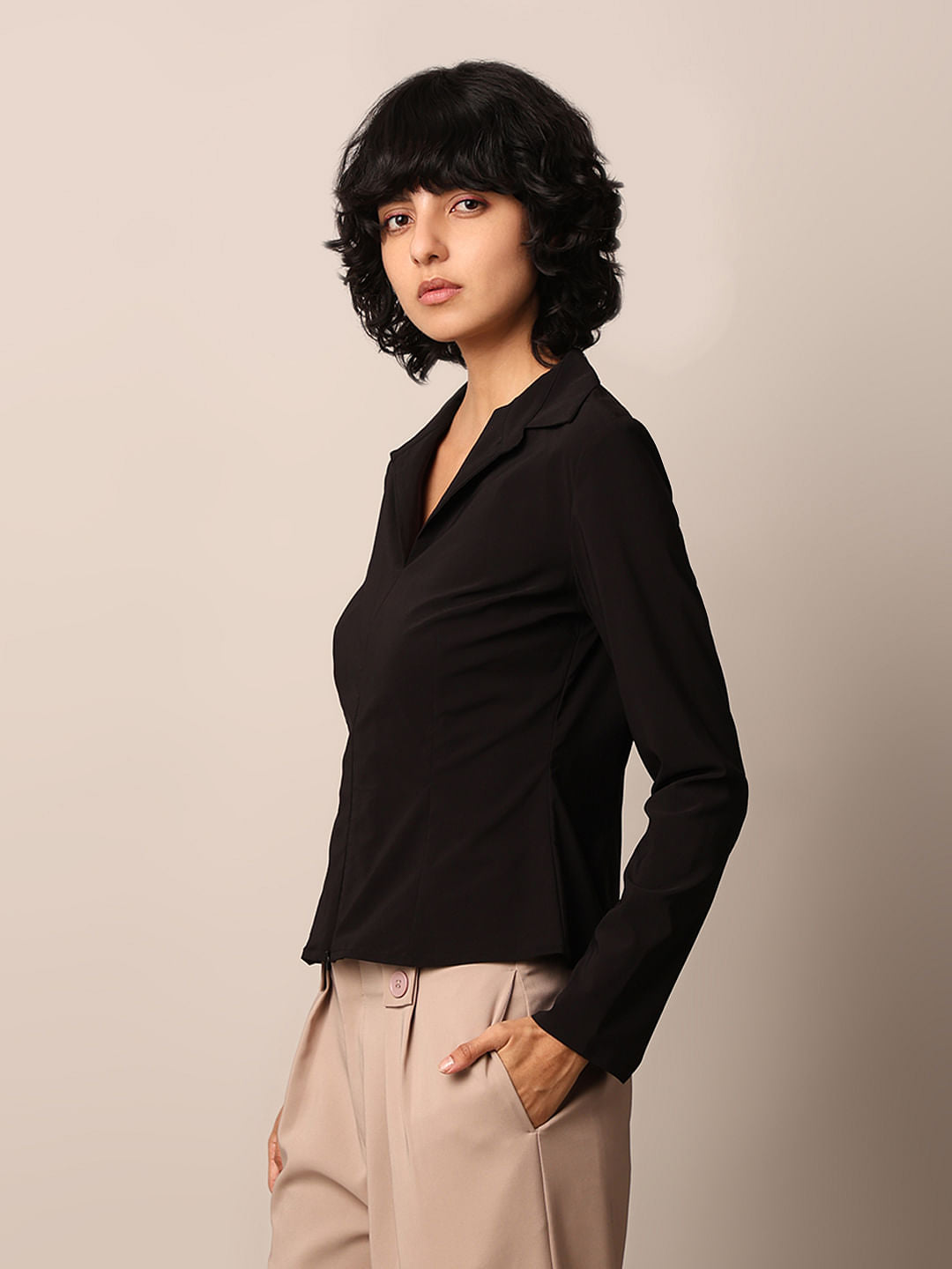 Black Zip Detail Shirt