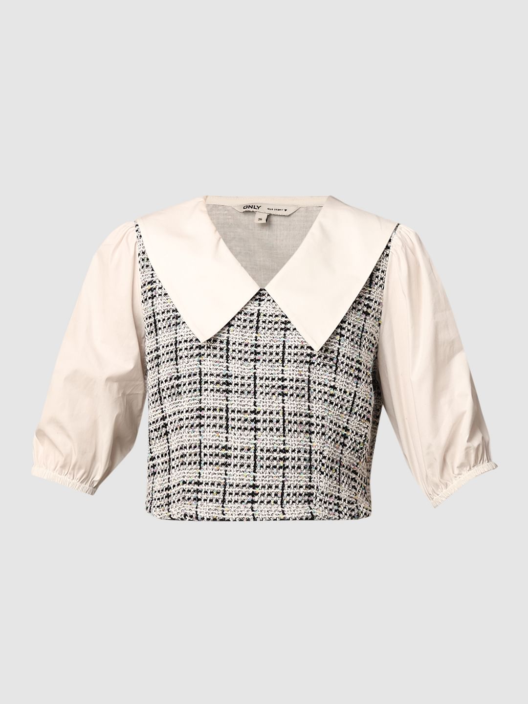 White Tweed Top