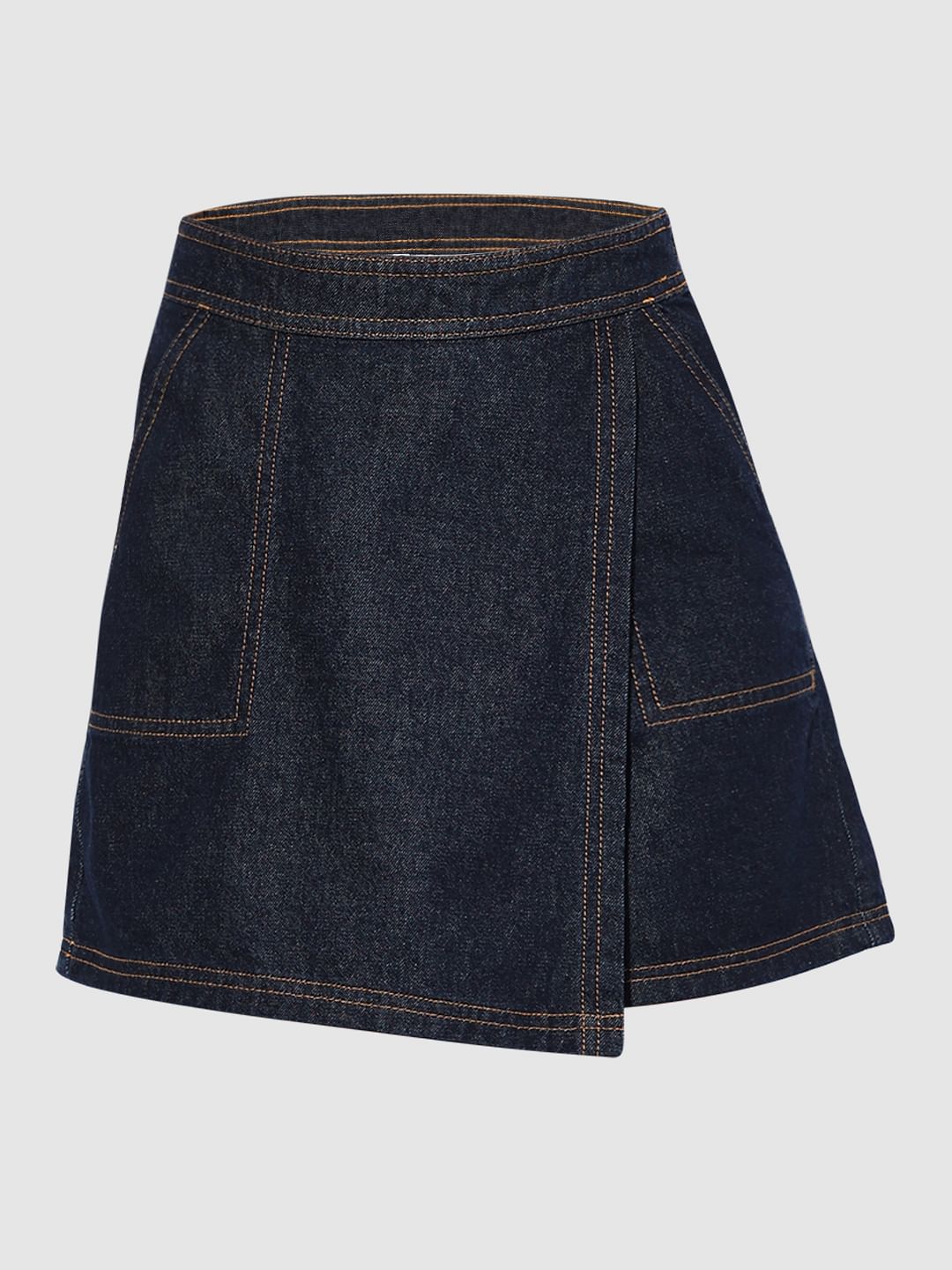 Blue Contrast Stitch Co-Ord Set Skorts