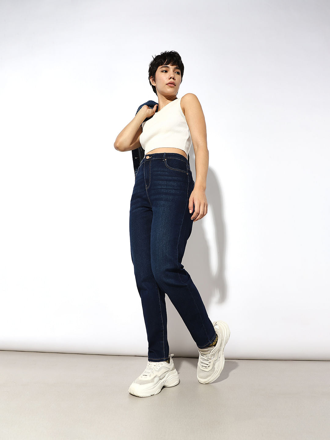 Dark Blue Mid Rise Carmen Skinny Jeans