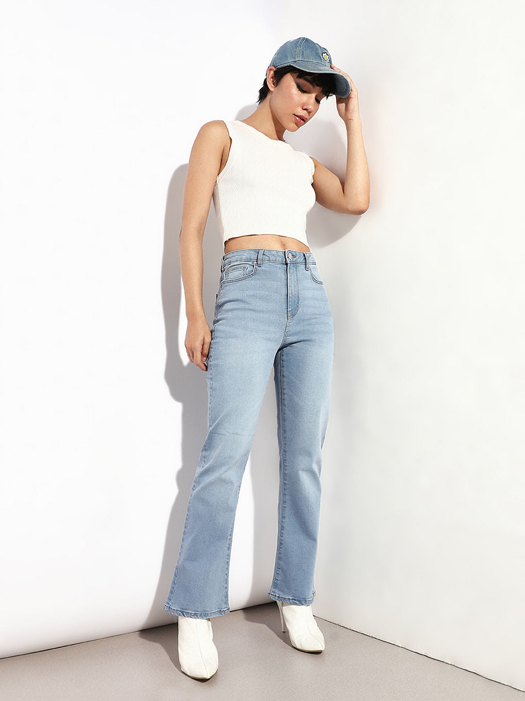 Light Blue High Rise Flared Jeans