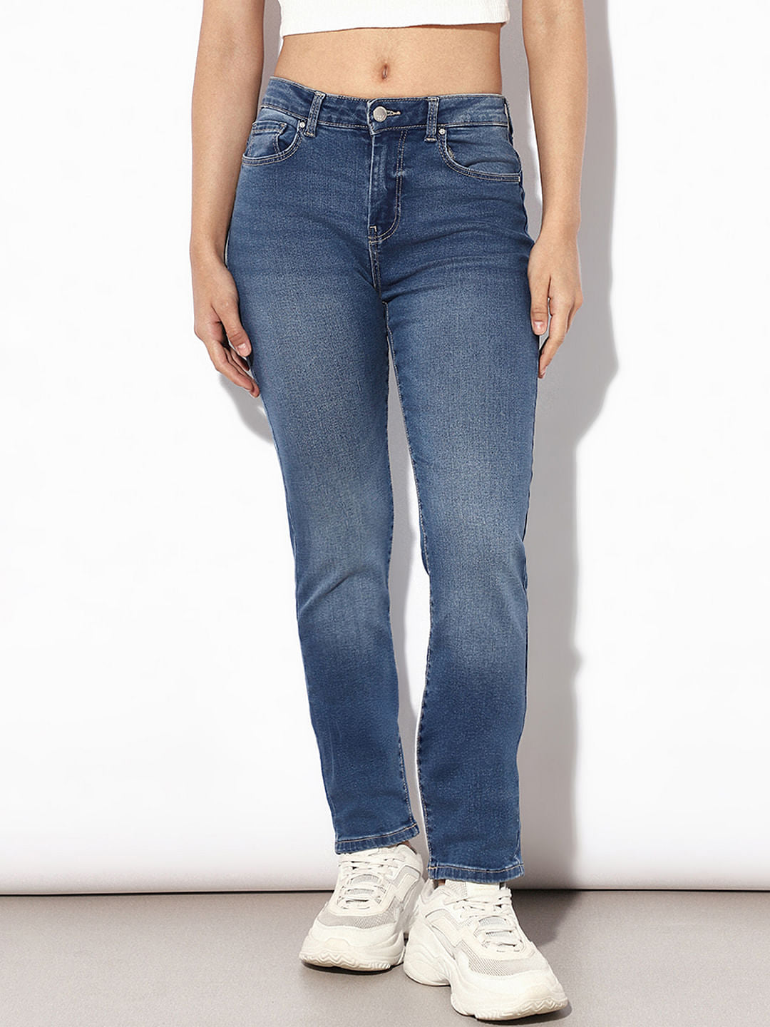 Blue Mid Rise Slim Fit Jeans