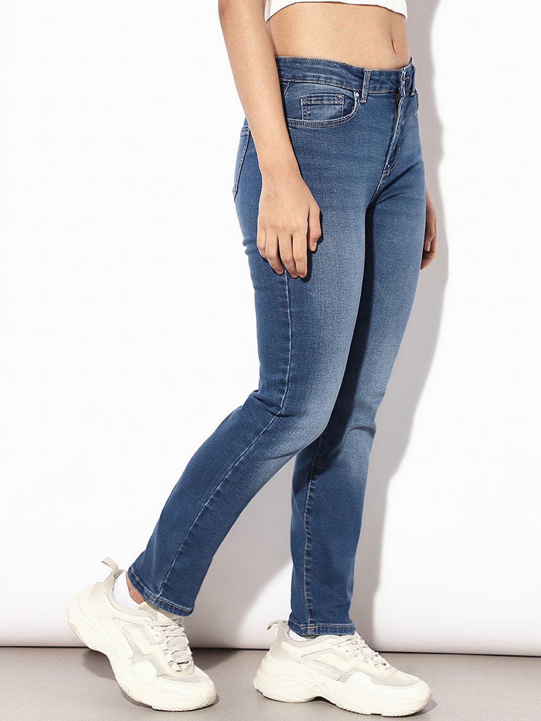 Blue Mid Rise Slim Fit Jeans