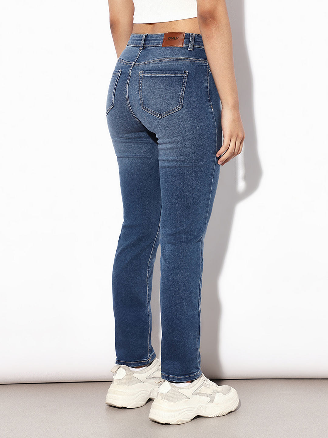 Blue Mid Rise Slim Fit Jeans