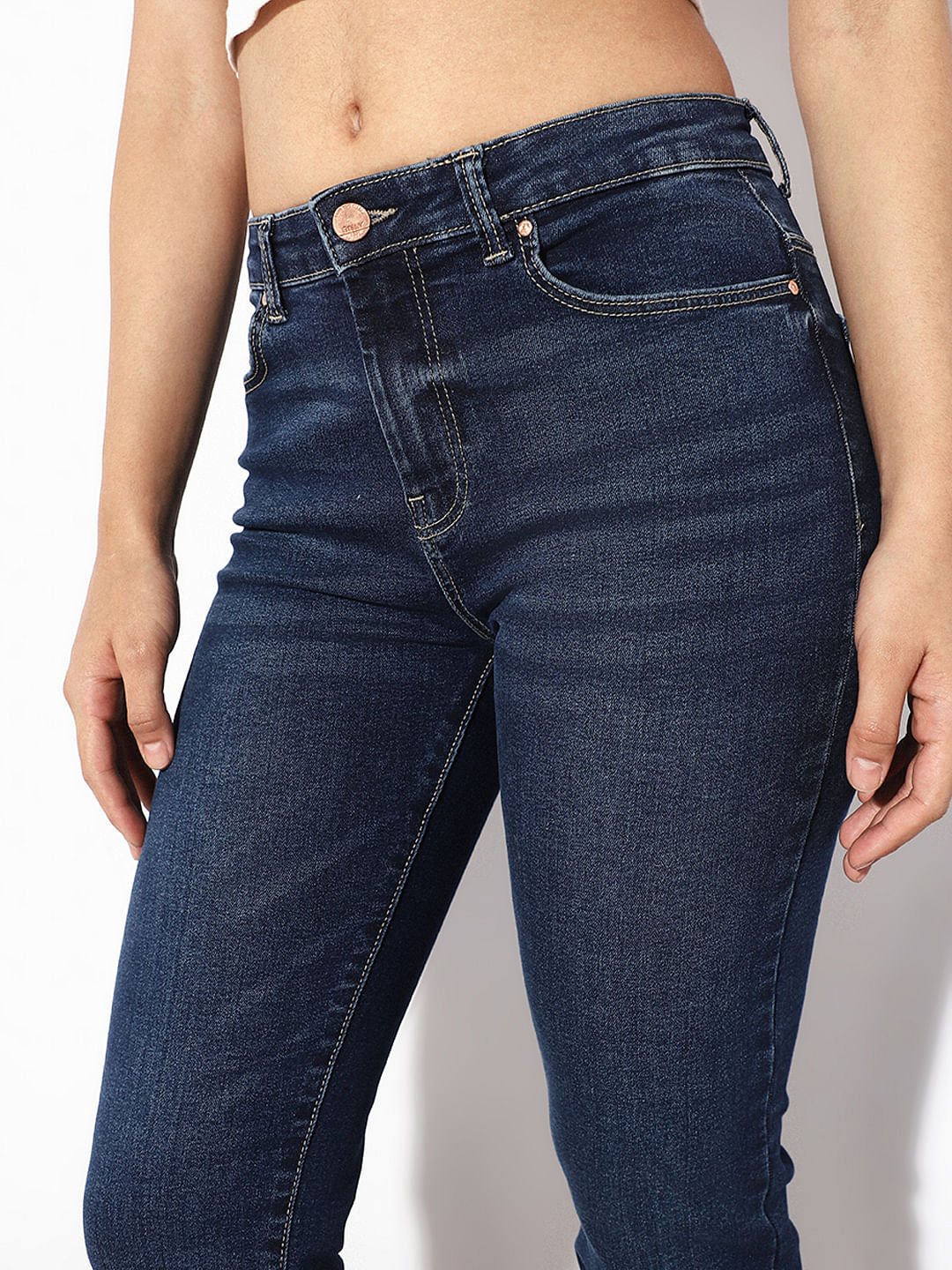 Dark Blue Mid Rise Slim Fit Jeans