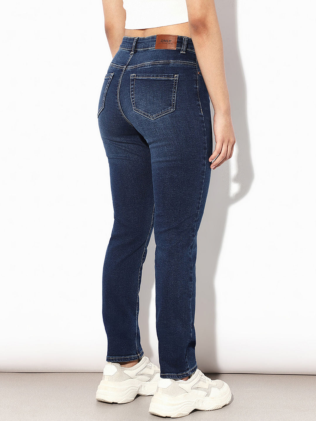 Dark Blue Mid Rise Slim Fit Jeans