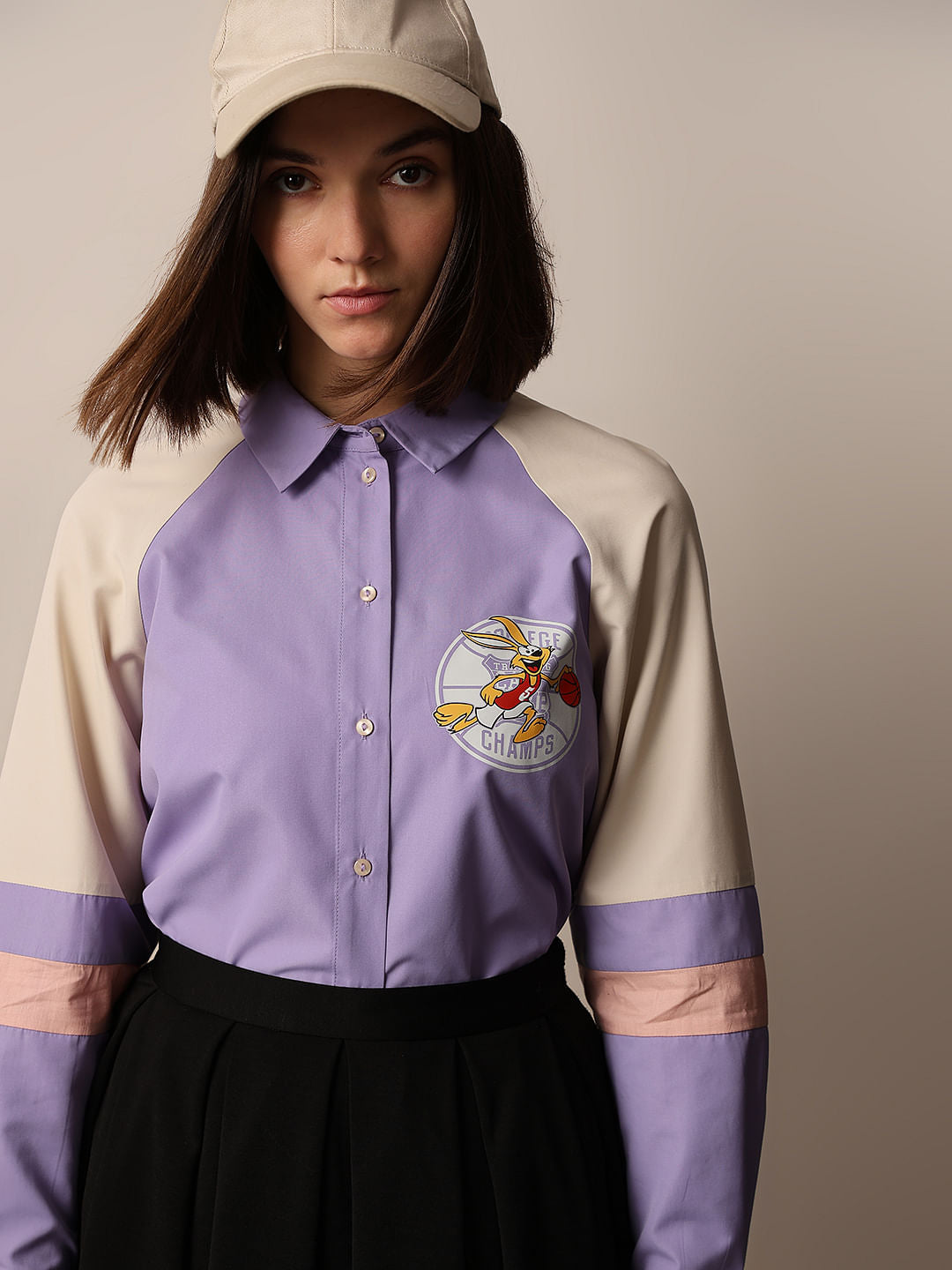 Purple Varsity Colourblocked Shirt