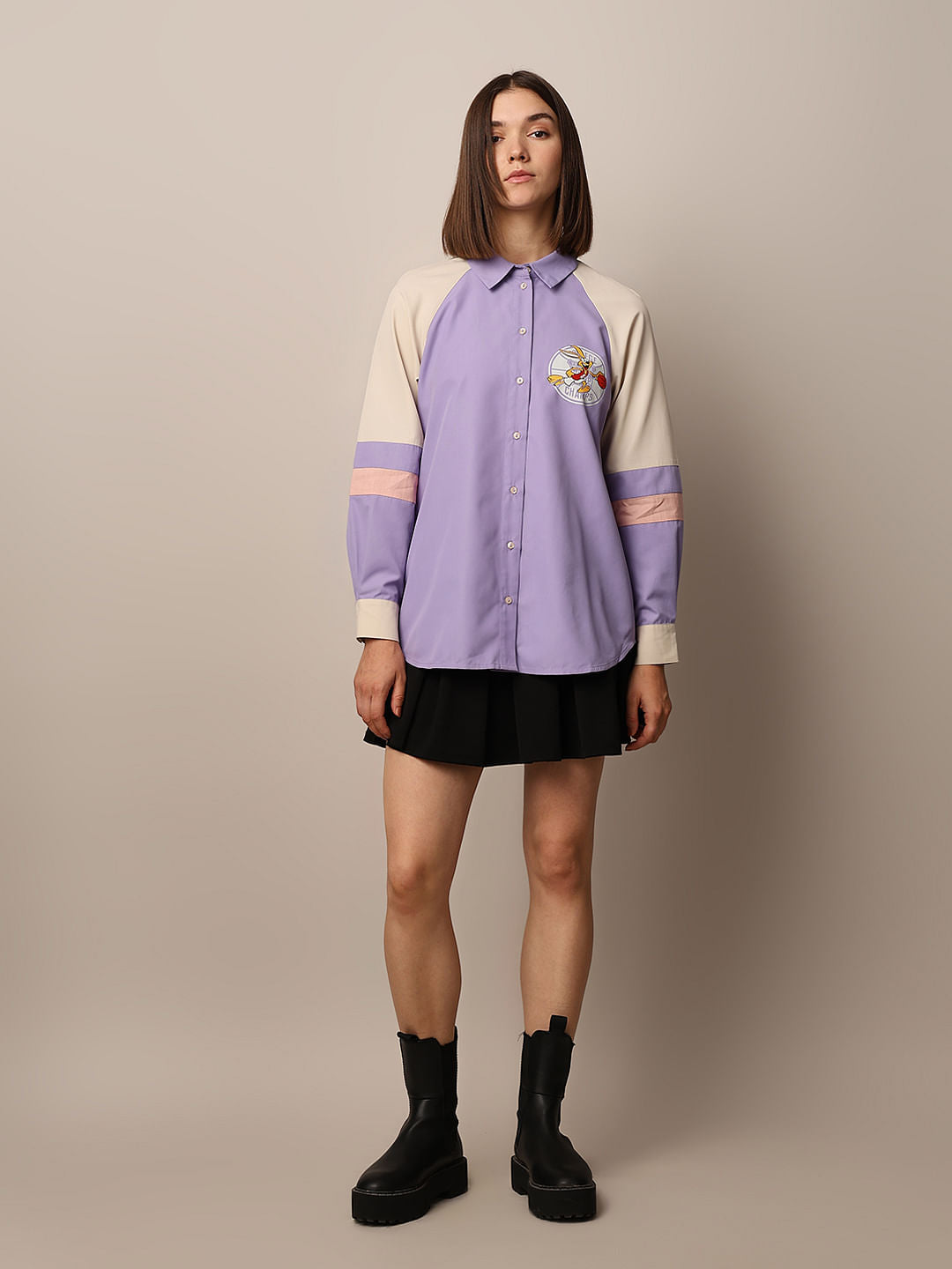 Purple Varsity Colourblocked Shirt