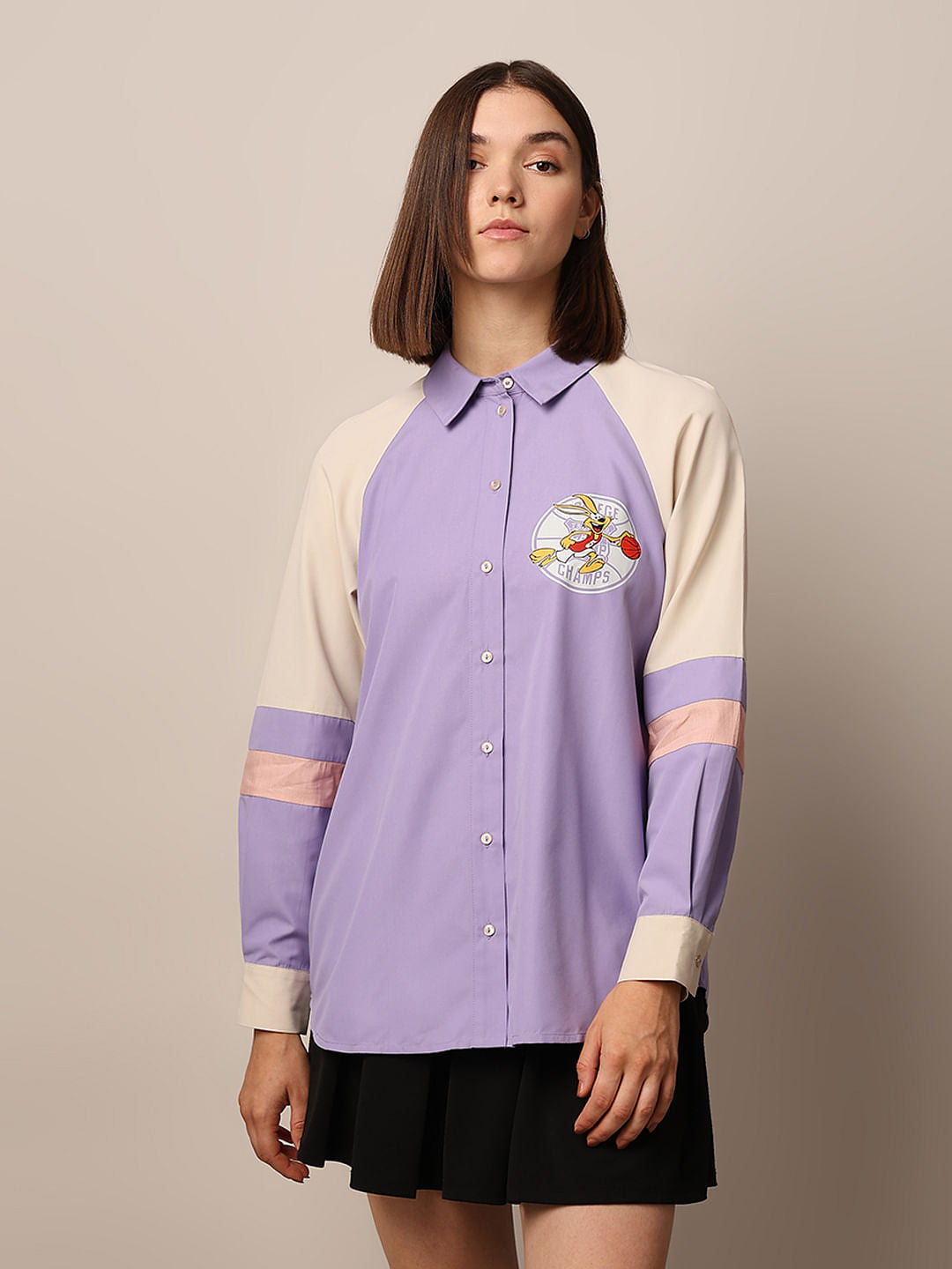Purple Varsity Colourblocked Shirt