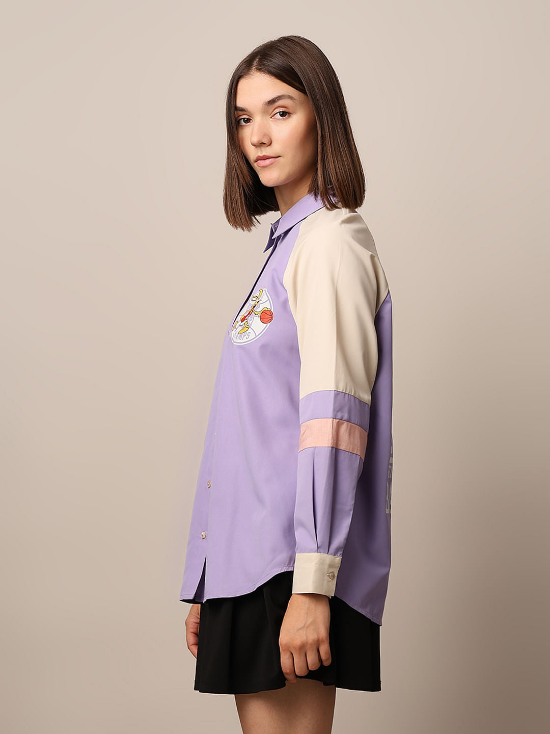Purple Varsity Colourblocked Shirt