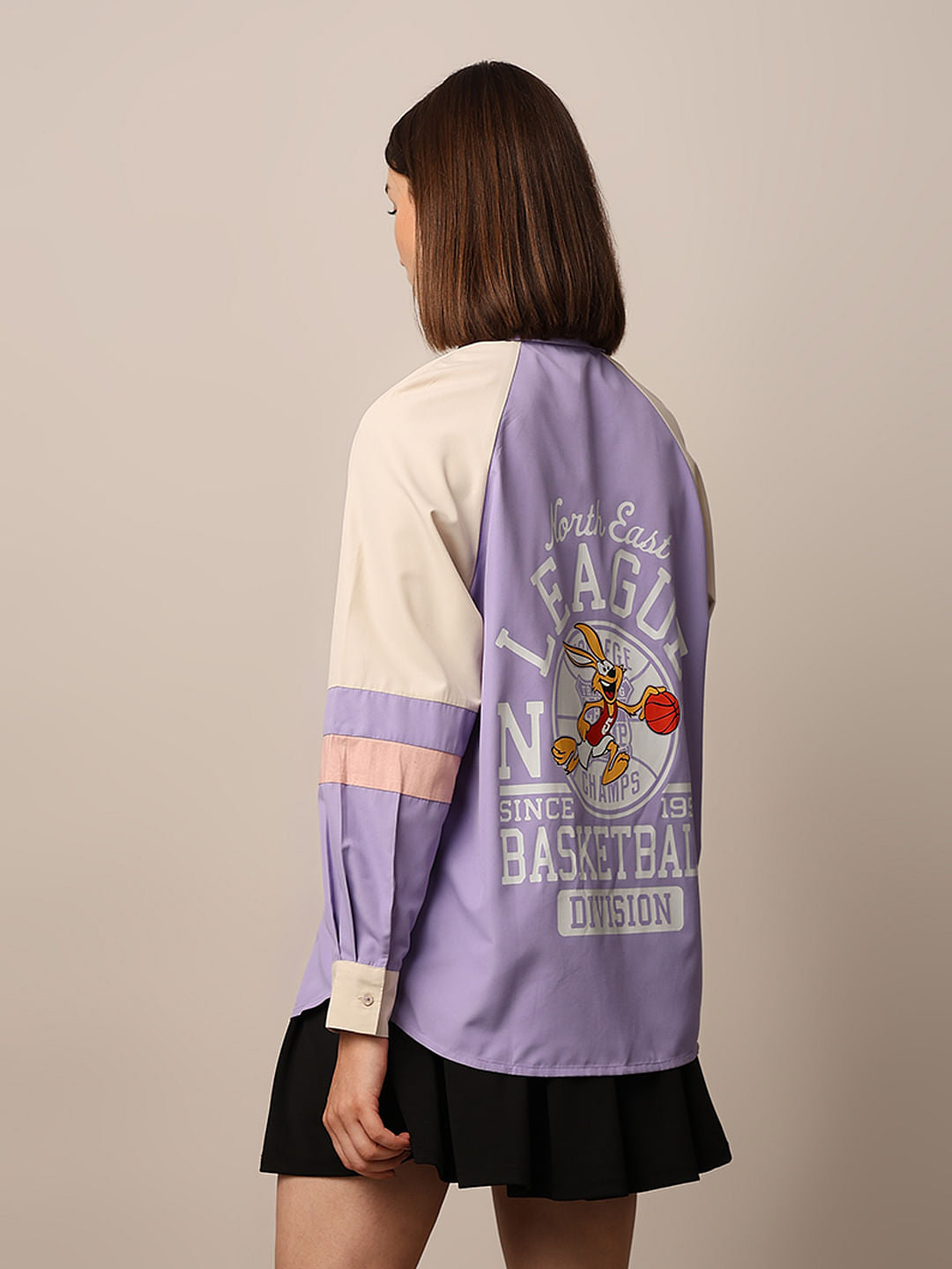 Purple Varsity Colourblocked Shirt