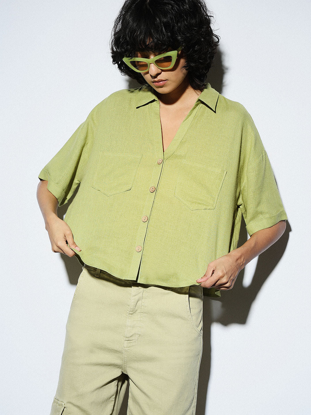 Green Loose Fit Shirt