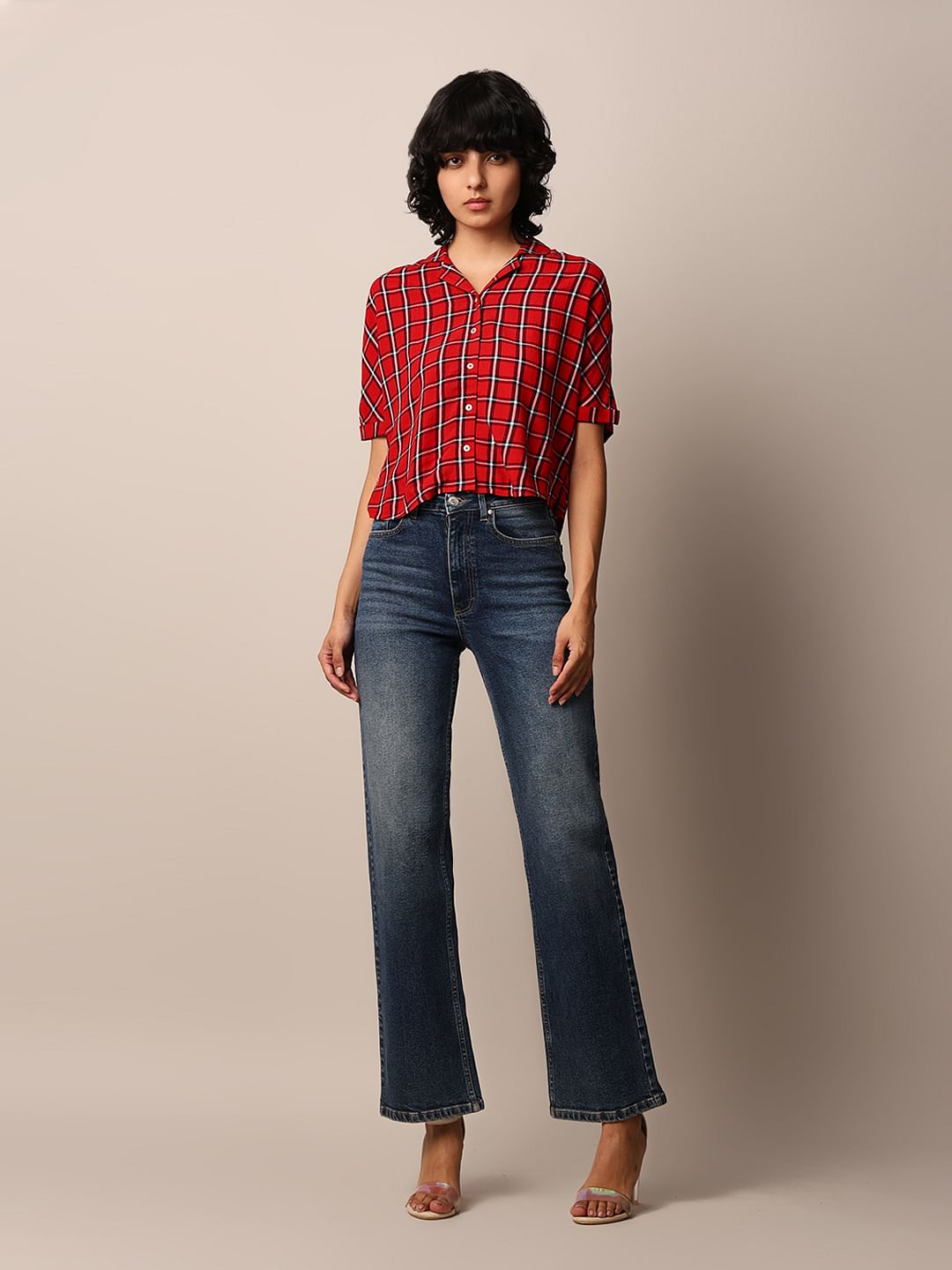 Red Check Print Regular Fit Shirt