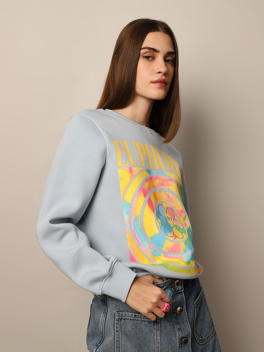 Light Blue Printed Sweatshirt - Main Image