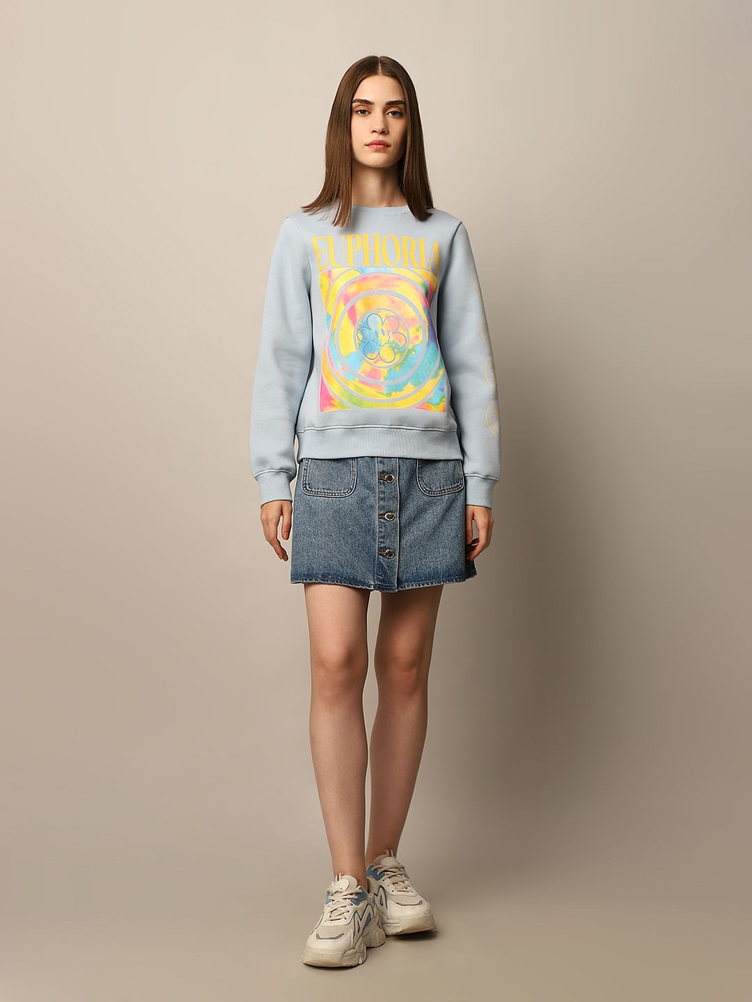 Light Blue Printed Sweatshirt