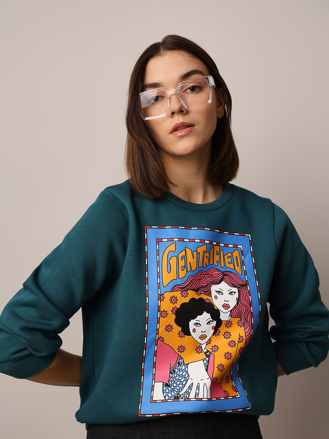 Green Printed Sweatshirt